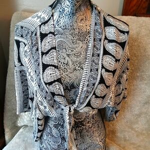 Elegant Black and White Paisley Women's Jacket size small